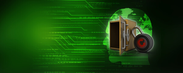 Naklejka premium3d illustration copyright symbol concept with locker 