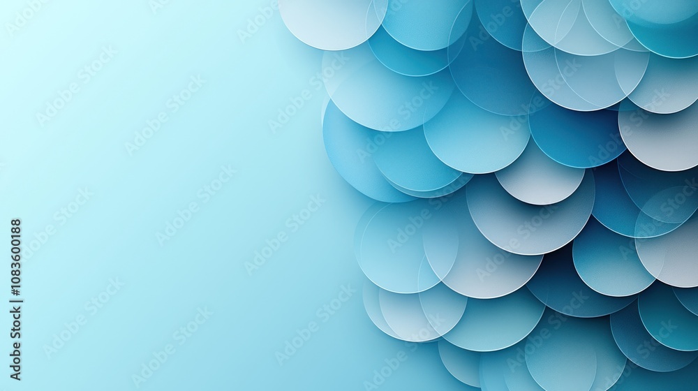 Poster abstract blue circle pattern on a light blue background