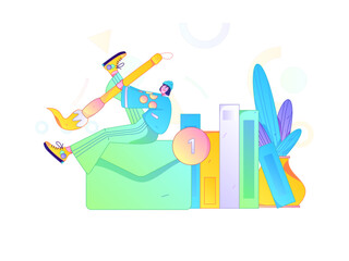 Naklejka premium Education and learning people flat vector concept hand drawn illustration 