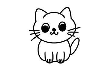Fototapeta premium Vector illustration of a manga-style cat, featuring expressive eyes, cute features, and bold lines