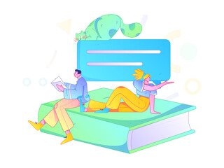 Obraz premium Education and learning people flat vector concept hand drawn illustration 