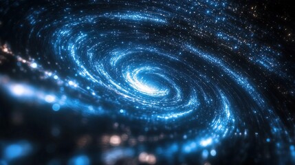 Fototapeta premium Abstract of warp or hyperspace motion in blue star trail