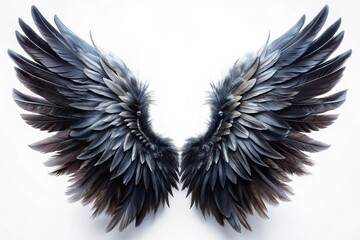 Obraz premium Black Wings Angel Logo Design - Long Exposure Feather Art