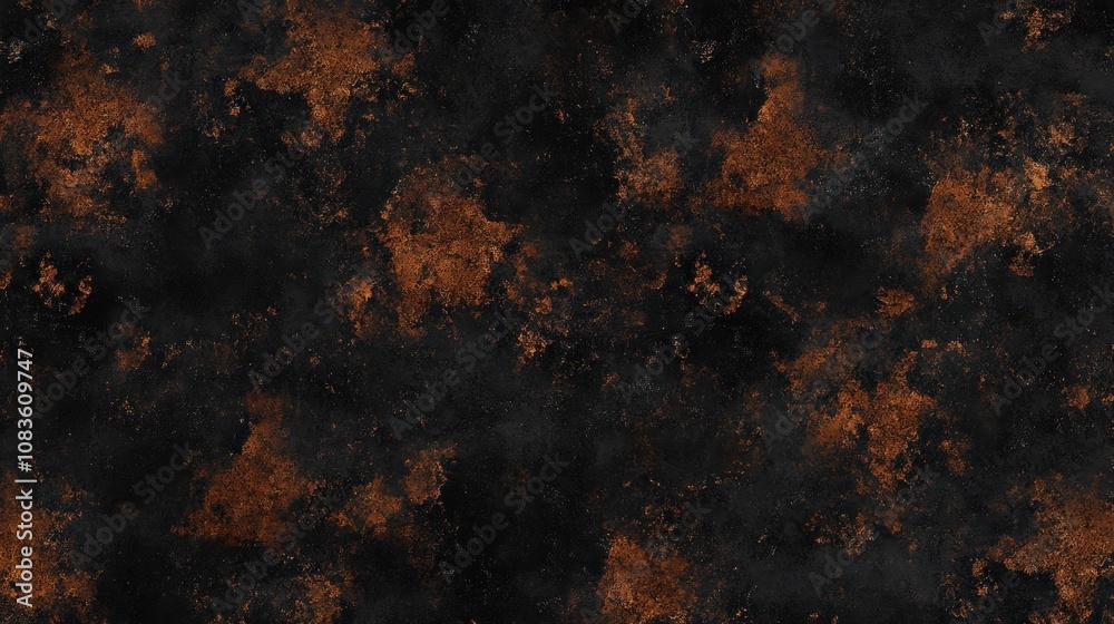 Poster Abstract Dark Background with Copper Rust Texture and Splashes