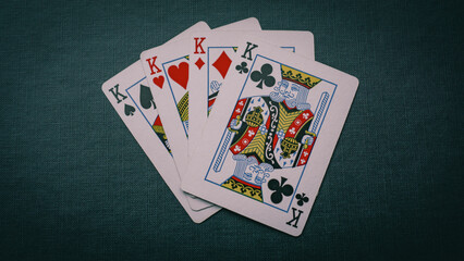 playing cards isolated four kings close up