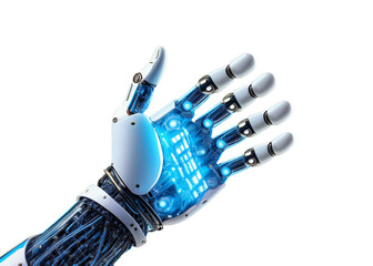 "Futuristic robotic hand with intricate details, symbolizing advanced technology, AI, and innovation. Perfect for tech presentations, AI concepts, and futuristic themes."