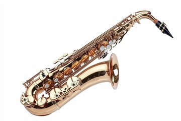 Obraz premium Gold saxophone isolated on white background.