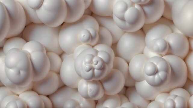 Abstract background with white bubbles, balls, foam close-up, polystyrene foam, marshmallow, plastic.