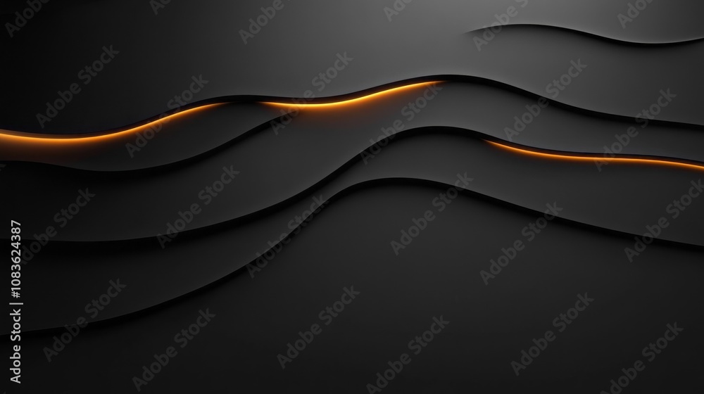 Poster A black and orange background with a wave pattern