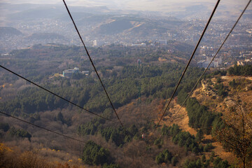 Cable car over a beautiful forest