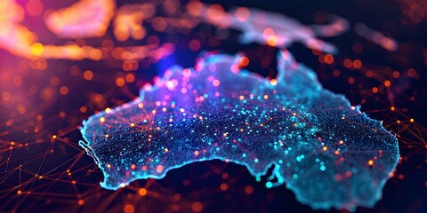 australia network connection, digital art illustration, for full australia . Generative AI