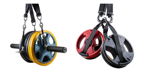 Colorful Weight Plates for Fitness Training, isolated on transparent background