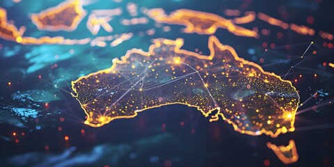 australia network connection, digital art illustration, for full australia . Generative AI