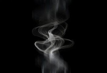 Abstract image of swirling white smoke rising against a black background.  The smoke forms elegant, flowing patterns.