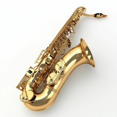 Fototapeta premium Gold saxophone on a white background.