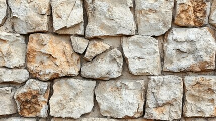 Obraz premium Close-up View of Rustic Natural Stone Wall with Varied Textures and Colors, Ideal for Backgrounds in Architectural and Design Projects