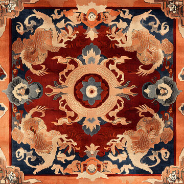 An Exquisite Tibetan Rug Displaying a Beautiful Array of Spiritual Motifs with Vibrant Colors
