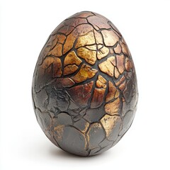 Intricate decorative egg with a cracked texture, rich in color and detail.