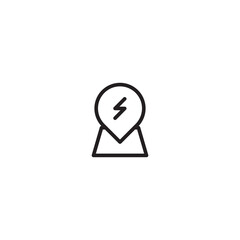 Energy location icon. Power point symbol. Energy source location marker. Simple line art energy location.