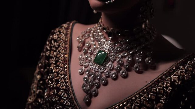 A Slow Motion Shot of an Indian Bride showing her Bridal Jewellery at her Indian Wedding in India
