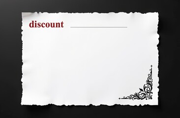 Obraz premium White Paper Template with Red Discount Lettering and English Style Ornament on Black Background