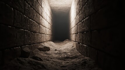 Exploring ancient tunnels egypt archaeological discovery desert environment ground view mystery of history