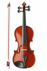 Fototapeta premium A violin with bow on white background.