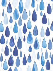 Blue Water Tear drops Pattern Paint Drawing