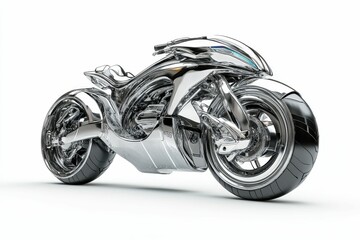 Obraz premium Chrome motorcycle on white background.