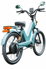 Fototapeta premium Blue electric bicycle with black tires.