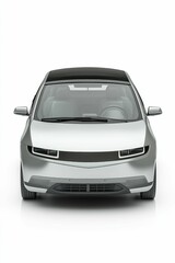 Fototapeta premium Silver car front view isolated on white.