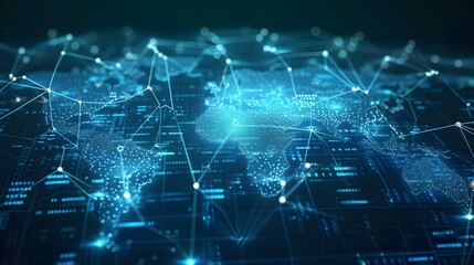 Naklejka premium worldwide network connection, digital art illustration, Generative AI