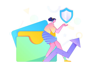 Fototapeta premium Internet financial management investment flat vector concept operation hand drawn illustration 