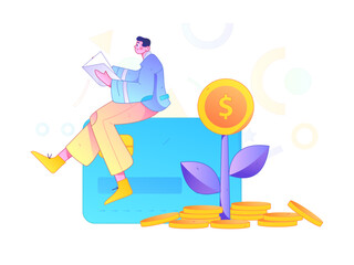 Internet financial management investment flat vector concept operation hand drawn illustration
