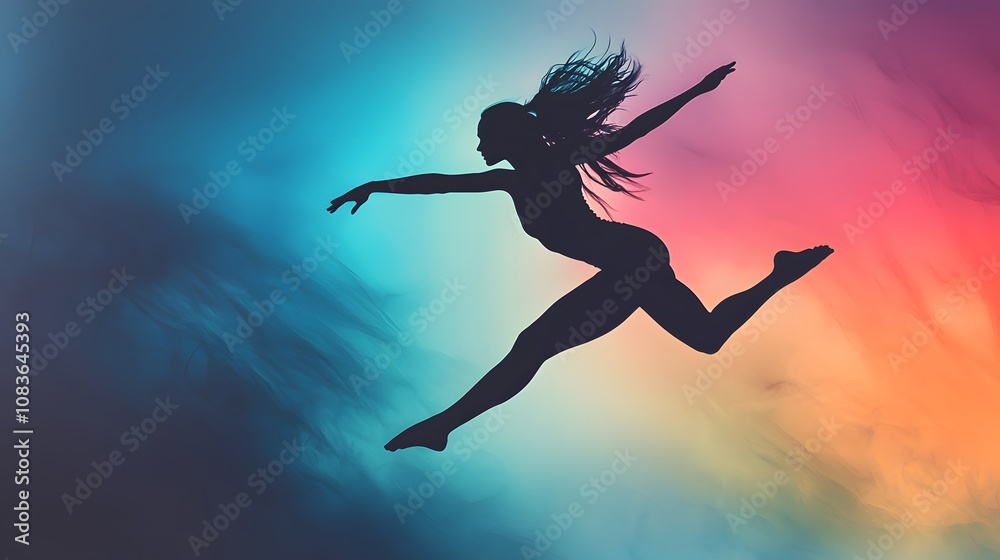 Aufkleber dynamic dance leap abstract background photography vibrant colors side view movement concept
