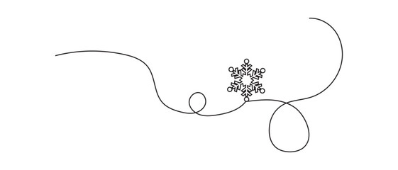 one line art hand drawn snowflake  vector icon. Christmas snowflake. vector illustration.