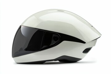 Fototapeta premium White motorcycle helmet with black visor.