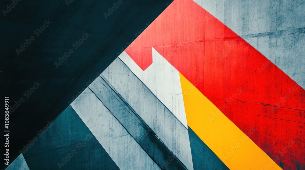 Poster abstract geometric pattern on a concrete wall
