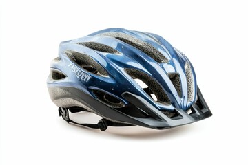 Fototapeta premium Blue bicycle helmet with black straps.