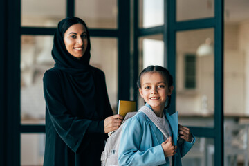 Traditional arabian family from Dubai spending time together at home