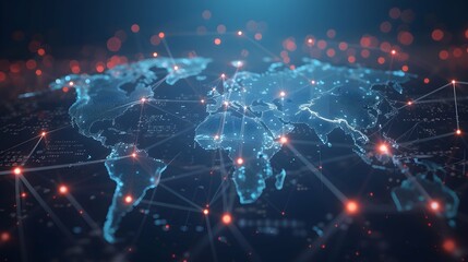 Obraz premium worldwide network connection, digital art illustration, Generative AI