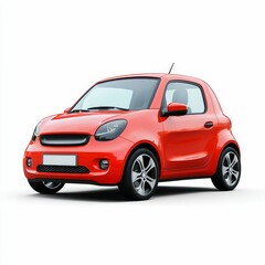 Naklejka premium A red compact car on a white background.