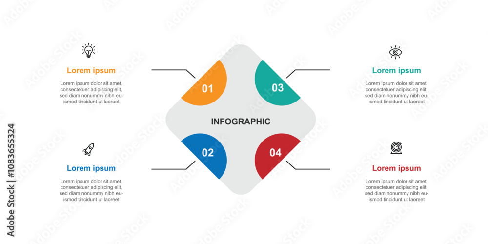 Poster Infographic template vector with icons and 4 step process 