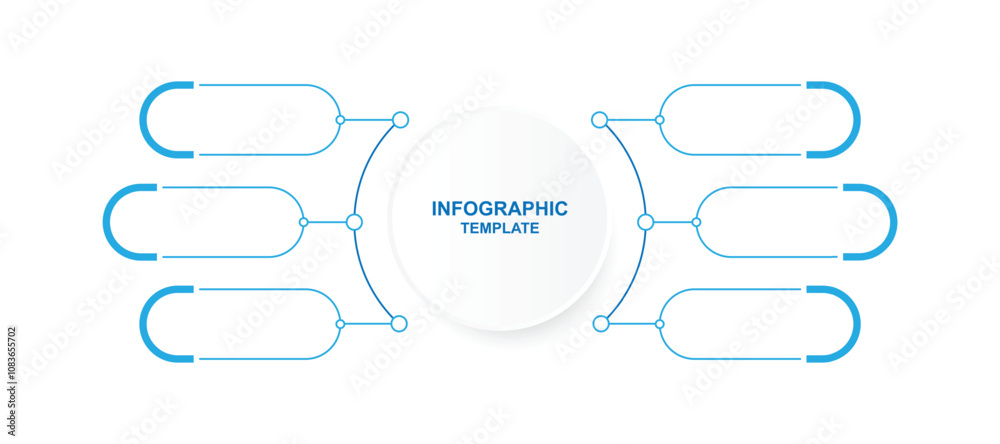 Poster Vector template infographic with circular concept and line style. Timeline workflow with 6 columns can be used for workflow, business presentation and web graphic design 