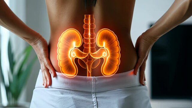 Detailed demonstration: visualizing human organ kidneys, showing the impact of kidney disease, focusing on condition development, anatomy, functions, effects on overall health.