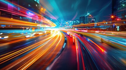 Fototapeta premium City Night Light Trails.