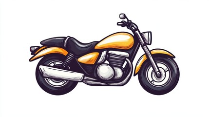 Obraz premium Stylish yellow motorcycle with black accents on a white isolated background.