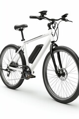 Fototapeta premium White electric bicycle with black tires.