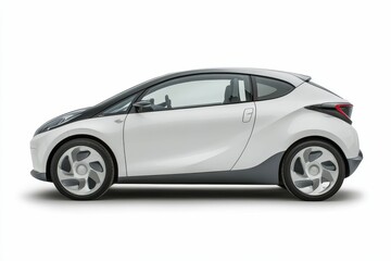 Fototapeta premium White car with black roof on white background.