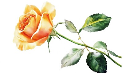 Watercolor rose clipart, white isolated background 
